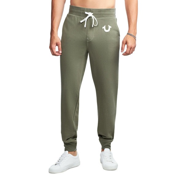 True Religion Men's Classic Logo Jogger Sweatpants in Militant Green